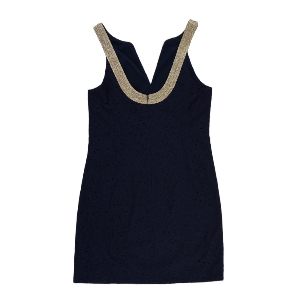 New Lilly Pulitzer Emery 100% Cotton Dress Women's Size 4 Starfish Eyelet Navy - Picture 3 of 8